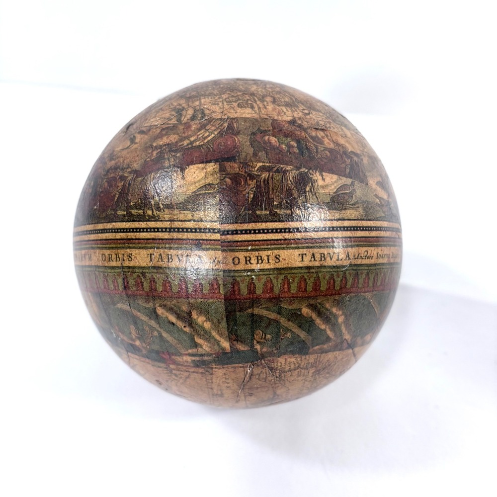 Decorative Wood Globe with Paper Decoupage Globe Ancient World Map‎ Decor 5" Dia